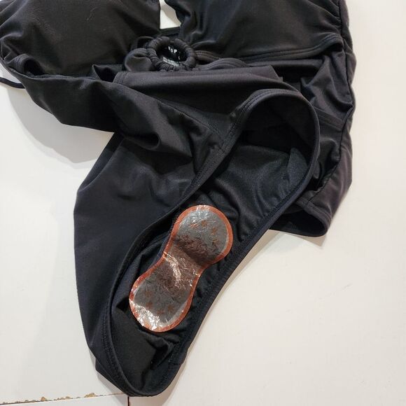 Aeropostale Double O-Ring Halter Monokini Black Swimsuit Women's Size Large - Picture 7 of 8